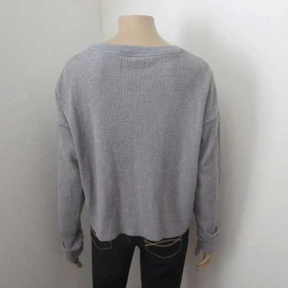 NEW Abercrombie Womens Crewneck Waffle Knit Sweater Size XS Gray - Picture 5 of 6